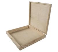 WooDeeDoo Large Square Wooden Box with Hinged Lid and Clasp - 28 x 28 x 5 cm - Pine Storage for Crafts Letters Photos Gift Sets Decorative Personalised Projects