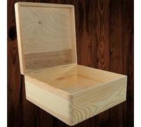 Woodeedoo Large Square Wooden Storage Box With Lid Keepsake Gift Craft Organiser Decorative Memory Case Plain Pine 30X30X13.5Cm