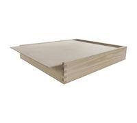 WooDeeDoo Large Square Wooden Storage Box with Sliding Lid and Compartments - 38.5 x 33.5 x 6 cm - Flat Holder for 12x12 Scrapbook Pages Prints Craft Albums Cards Stationery Gift Box