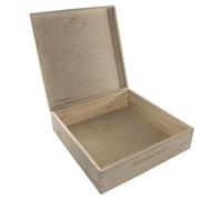 WooDeeDoo Large Square Wooden Storage Chest with Hinged Lid - 36 x 36 x 10.5 cm - Pine Box for Personalised Gifts Memory Keepsakes Scrapbook Supplies Decor
