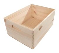 WooDeeDoo Large Wooden Crate Box -- 33 x 25 x 15.5 cm -- Pine Open Storage Container with Soft Corners and Handles for Utility Room Kitchen Crafts or Decorative Display