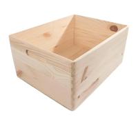 WooDeeDoo Large+ Wooden Crate Box -- 37 x 28 x 17.5 cm -- Solid Pine Open Storage Container with Rounded Corners and Handles for Pantry Craft Utility or Decorative Use
