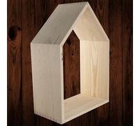 Woodeedoo Large Wooden House Shaped Wall Shelf Open Back Pine Display Unit For Nursery Bedroom Kids Room Craft Wall Storage