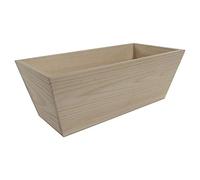 WooDeeDoo Large Wooden Planter Box - Natural Unfinished Pine Flower Pot Herb Trough - Rectangular Tapered Indoor Design - Ideal Shelf Craft or Gift Display - 34 x 17 x 12.5 cm