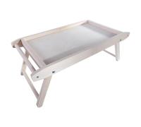 WooDeeDoo Large Wooden Serving Tray with Folding Legs and Round Side Handles - Solid Beech Natural Unpainted Breakfast in Bed Tea Coffee Catering Decorative Table Tray - 61 x 31.5 x 13.5 cm