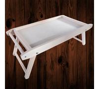 Woodeedoo Large Wooden Serving Tray With Folding Legs And Round Side Handles Solid Natural Beech Breakfast Tea Coffee Table