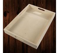 Woodeedoo Large Wooden Serving Tray With Handles Unfinished Pine For Snacks Drinks Or Decorative Use In Kitchen Or Living Room