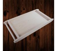 Woodeedoo Large Wooden Serving Tray With Round Side Handles Solid Beech Frame Natural Unpainted Decorative Wood 61 X 31.5 X 5 Cm