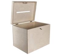 WooDeeDoo Lockable Wedding Card Box with Slot and Hinged Lid - 29 x 20 x 23 cm - Deep Wooden Chest for Events Keepsakes Messages or Personalised Decoration