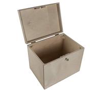 WooDeeDoo Lockable Wooden Storage Chest with Hinged Lid - 29 x 20 x 23 cm - Secure Deep Box for Crafts Memory Items or Personalised DIY Decoration Projects