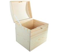WooDeeDoo Lockable Wooden Treasure Chest Memory Keepsake Storage Box | 29 x 25 x 30 cm | Rounded Lid | Unpainted & Unfinished Wood