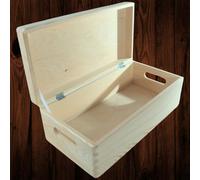 Woodeedoo Long Narrow Wooden Storage Box With Hinged Lid & Handles Keepsake Craft Chest Unfinished Diy Organiser 40 X 20 X 14 Cm