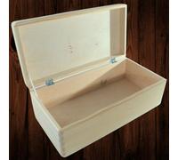Woodeedoo Long Wooden Storage Box With Hinged Lid Keepsake Memory Chest Craft Gift Decoration Unpainted Organiser 40 X 20 X 14 Cm