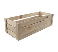 WooDeeDoo Long Wooden Storage Slatted Crate Box | 40 x 16 x 12.5 cm | Presentation Display Apple Fruit Unit | Plain Unpainted & Untreated Raw Decorative Pinewood