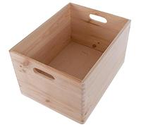WooDeeDoo Medium Duty Large Deep Wooden Storage Crate With Handles - 40 x 30 x 23 cm Stackable Wood Box 23L for Bedroom Toy Craft or Linen Organisation - Unfinished Pine Decorative Container