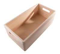 WooDeeDoo Medium Duty Long Wooden Storage Crate With Handles - 40 x 20 x 14 cm Stackable 8L Wood Box for Under Bed Organisation Crafts or Toys - Unfinished Decorative Pine Container