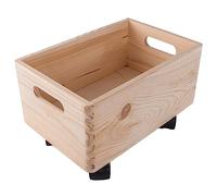 WooDeeDoo Medium Duty Under Bed Wooden Storage Crate On Wheels - 30 x 20 x 19 cm - 6L Wood Box for Toys Crafts Bedroom Bathroom Kitchen - Unfinished Pine Rolling Decorative Container