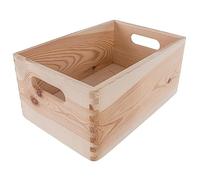 WooDeeDoo Medium Duty Under Bed Wooden Storage Crate With Handles - 30 x 20 x 14 cm Stackable 6L Wood Box for Craft Supplies Bedroom Organisation - Unfinished Decorative Pine Container