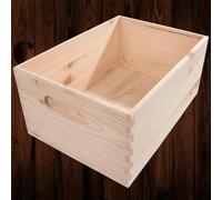 Woodeedoo Medium Open Top Wooden Storage Crate With Carry Handles For Kitchen Utility Craft Decoration Stain Diy 29 X 21 X 13.5 Cm