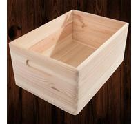 Woodeedoo Medium Open Top Wooden Storage Crate With Rounded Corners For Shelf Pantry Craft Diy Decoration 29 X 21 X 13.5 Cm