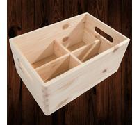 Woodeedoo Medium Pine Storage Box With Removable Divider Wooden Tray Crate For Drawer Workshop Craft Kitchen 29.5X19.5X13Cm