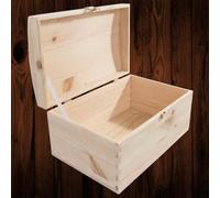 Woodeedoo Medium Pine Wood Keepsake Box Photos Craft Gift Decorative Wooden Storage Chest Hinged Lid Clasp 29 X 19 X 14.5 Cm