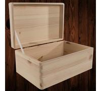 Woodeedoo Medium Pinewood Storage Box With Solid Wood Lid For Craft Trinkets Memories Home Organisation Gifts 29.5X19.5X13Cm