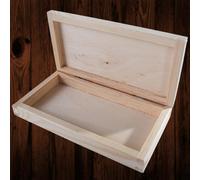 Woodeedoo Medium Shallow Wooden Storage Box With Hinged Lid For Jewellery Gifts Keepsakes Or Craft Use 20 X 10.5 X 3.5 Cm
