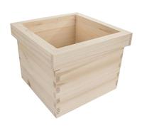 WooDeeDoo Medium Square Wooden Planter Box - Decorative Rim Indoor Herb Pot Rustic Flower Holder - Unfinished Pine Craft Container for Windowsill Storage Display DIY Painting - 20 x 20 x 15 cm