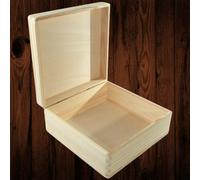Woodeedoo Medium Square Wooden Storage Box With Lid Unfinished Pine Keepsake Memory Craft Gift Holder Decorative Natural Wood Case