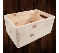 Woodeedoo Medium Unpainted Pine Wood Storage Box Stackable Wooden Crate For Kitchen Drawer Jars Workshop Craft 29.5X19.5X13Cm