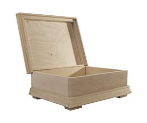 WooDeeDoo Medium Vintage Wooden Trinket Chest - 22 x 17.5 x 8 cm - Unfinished Decorative Memory Case with Hinged Lid for Keepsakes Jewellery Storage Craft Holder Gift Wrapping Painting Pyrography