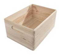 WooDeeDoo Medium Wooden Crate Box -- 29 x 21 x 13.5 cm -- Solid Pine Open Storage Tray with Cut-Out Handles for Utility Shelves Craft Rooms Kitchen or Decorative Use