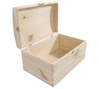 WooDeeDoo Medium Wooden Memory Box - 29 x 19 x 14.5 cm - Plain Pine Chest for Keepsakes Photos Jewellery Craft Projects Gift Packaging with Hinged Lid Locking Clasp Natural Finish