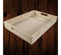 Woodeedoo Medium Wooden Serving Tray With Handles For Food Drinks Or Decorative Use Unfinished Pine 35 X 25 X 5 Cm