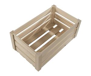 WooDeeDoo Medium Wooden Storage Slatted Crate Box | 28.5 x 17.5 x 12.5 cm | Presentation Display Apple Fruit Unit | Plain Unpainted & Untreated Raw Decorative Pinewood