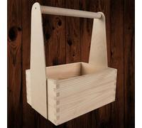 Woodeedoo Medium Wooden Trug Caddy With Handle For Tools Crafts Carrier Gardening Storage Kitchen Garage Use 25 X 17 X 30 Cm