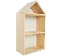 Woodeedoo Narrow House Shaped Wooden Wall Display Shelf With White Back Panel And Divider For Kids Room Decor Crafts 22X12X40 Cm