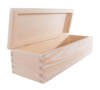 WooDeeDoo Oblong Rectangular Wooden Storage Box with Hinged Lid - 29 x 11 x 8 cm - Unpainted Pine Craft Box for Gifts Keepsakes Jewellery Trinkets DIY Painting Woodburning Decoupage