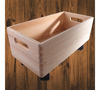 Woodeedoo Oblong Wooden Underbed Storage Box On Wheels Plain Pine Chest Diy Open Top Crate With Handles Home Organiser 40X20X19 Cm