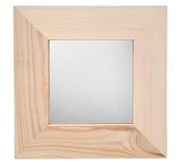 WooDeeDoo |Pack of 2| Unpainted Wood Small Framed Mirror | Glass Size 10.5x10.5 cm / 4.13x4.13 | Square Hanging | Plain Blank Pine To Decorate For Crafts