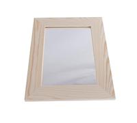 WooDeeDoo |Pack of 2| Unpainted Wood Small Mirror | Wide Frame | Glass Size 18x24 cm / 7.08x9.44 | Wall Mountable | Plain Blank Pine To Decorate For Crafts