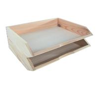 WooDeeDoo Pair of Stackable Horizontal Wooden Letter Trays A4 Paper Sorters Document Holders Magazine Racks Printer Paper File Organiser Desk Storage for Home or Office