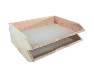 WooDeeDoo Pair of Stackable Horizontal Wooden Letter Trays A4 Paper Sorters Document Holders Magazine Racks Printer Paper File Organiser Desk Storage for Home or Office