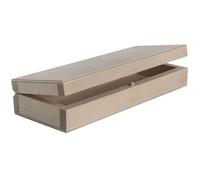 WooDeeDoo Pencil Box | 1 Pc. | Wooden Pen Brush Crayons Hinged Lid Holder Case | 20.5 x 8 x 4 cm | Desktop Storage Gift Box Tidy Organiser School Office Stationery | Unpainted Wood