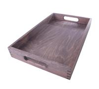 WooDeeDoo Pine Serving Tray | Hand-Stained | Blackberry | Satin | 38 x 24 x 5 cm | Tea Coffee Breakfast Drinks Snack Dinner Dish Wooden Platter With Cut-out Handles