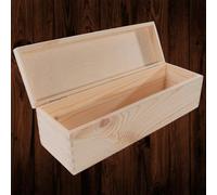 Woodeedoo Rectangular Oblong Wooden Storage Box With Hinged Lid For Craft Supplies Brushes Keepsakes Gifts 36 X 11 X 10.5 Cm