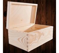 Woodeedoo Rectangular Pine Wooden Storage Box Hinged Lid Craft Decoupage Trinket Memory Keepsake Jewellery Gift 21.5X13.5X10 Cm