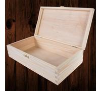 Woodeedoo Rectangular Wooden Box With Hinged Lid And Clasp Unpainted Pine Gift Craft Display Keepsake Memory Case 28 X 16 X 8 Cm