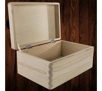 Woodeedoo Rectangular Wooden Craft Storage Box With Hinged Lid Keepsakes Diy Decoration Gift Hamper Home Office 30 X 20 X 14 Cm